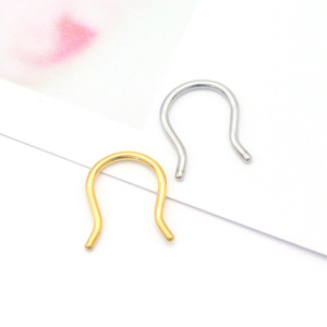Stainless Steel U-Shaped Nose <b>Ring</b> Silver <b>Black</b> Rainbow Gold Blue Rose Gold Septum Piercing Jewelry Geometric Hook Design - Product Image 3