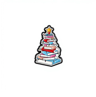 Broche émaillée Arbre de Noël en forme de livre, Décoration de Noël pour les amoureux des livres, Badge commémoratif personnalisé, Vente en gros