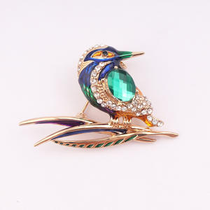 Vestido de lujo para mujer, accesorios de ropa fijos, amatista, Arce, Gema creativa, gota de aceite, broche de pájaro, chapado en aleación para bodas - Product Image 6