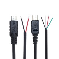 Câble USB personnalisé Mini 5P mâle 2 conducteurs 1m Micro mâle vers fil 2 conducteurs extrémité ouverte