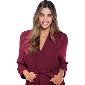 ชุดคลุมกิโมโนน้ำหนักเบาสำหรับผู้หญิง แบบสั่งทำขายส่ง ผ้าโมดอลเนื้อนุ่ม คอวี แขนสามส่วน ชุดนอน ชุดลำลอง - Product Image 5