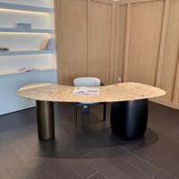 Bureau d'ordinateur moderne de luxe avec cadre en bois, marbre naturel et acier inoxydable pour bureau et salle d'étude, avec garantie de 3 ans
