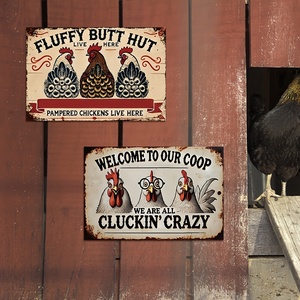 Letrero Metálico Divertido para <span class=keywords><strong>Gallinero</strong></span>, Decoración Rústica para Pared de <span class=keywords><strong>Gallinero</strong></span> con la Frase 'We Are All Cluckin Crazy' - Product Image 4