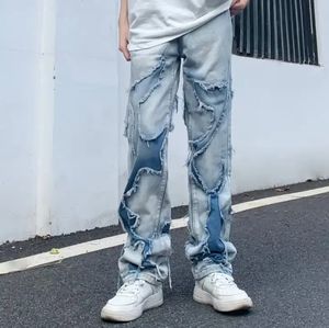 กางเกงยีนส์ผู้ชายทรงซ้อนสีน้ำเงินสไตล์วินเทจ - Product Image 4