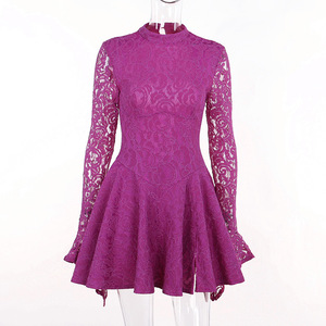 Otoño mujer Sexy manga larga cóctel Delgado A-line encaje slip lindo princesa fiesta vestido hinchado - Product Image 5