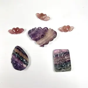 Atacado Encantos Assorted Natural Fluorita Cura Cristal Gemstone Bead Pedra Pingentes Para Presentes