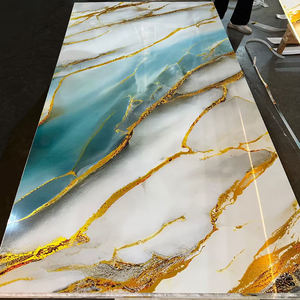 Vente en gros de plaques de marbre PVC brillantes, panneaux muraux UV, 3 mm * 1220 * 2900, grandes plaques, alternative au marbre <span class=keywords><strong>pour</strong></span> la décoration murale - Product Image 2