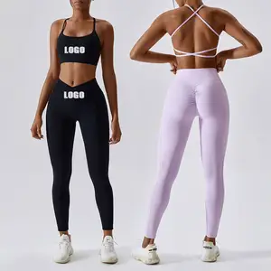 Logo kustom Scrunch Butt Activewear Gym pakaian wanita Set Gym Yoga Set kebugaran Gym pakaian olahraga Set untuk wanita