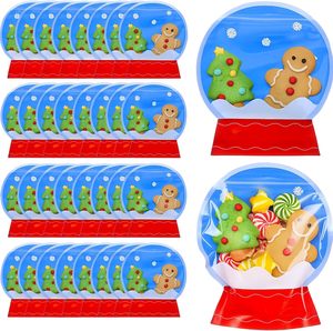 Bolsas de Regalo Navideñas Personalizadas con Diseño de Nieve, Bolsas de Celofán Transparentes Reutilizables, Bolsas de Regalo con Globo de Nieve para Empacar Galletas - Product Image 1