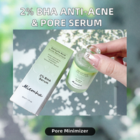 Sérum anti-acné à l'acide salicylique 2% naturel OEM, sérum exfoliant pour le soin de la peau du visage, réduction des pores, anti-acné