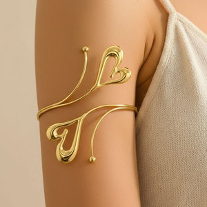 Ocean Beach Heart Metal Open <b>Arm</b> <b>Cuff</b> Inlaid Faux Pearl European American Unique Statement Women Vacation <b>Arm</b> Bracelet Jewelry - Product Image 1