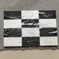 Motif damier mosaïque centenaire 3 "X6" pierre naturelle marbre noir et blanc carrelage sol mur salle de bain cuisine carreaux