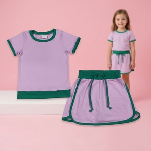 Ensembles de vêtements en coton pour bébés filles, hauts à manches courtes, jupe courte - Product Image 1
