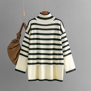 <span class=keywords><strong>Pull</strong></span> col roulé rayé pour <span class=keywords><strong>femme</strong></span>, <span class=keywords><strong>grande</strong></span> <span class=keywords><strong>taille</strong></span>, ample, décontracté, tricoté, style streetwear, manches longues, <span class=keywords><strong>pull</strong></span> basique tendance - Product Image 3