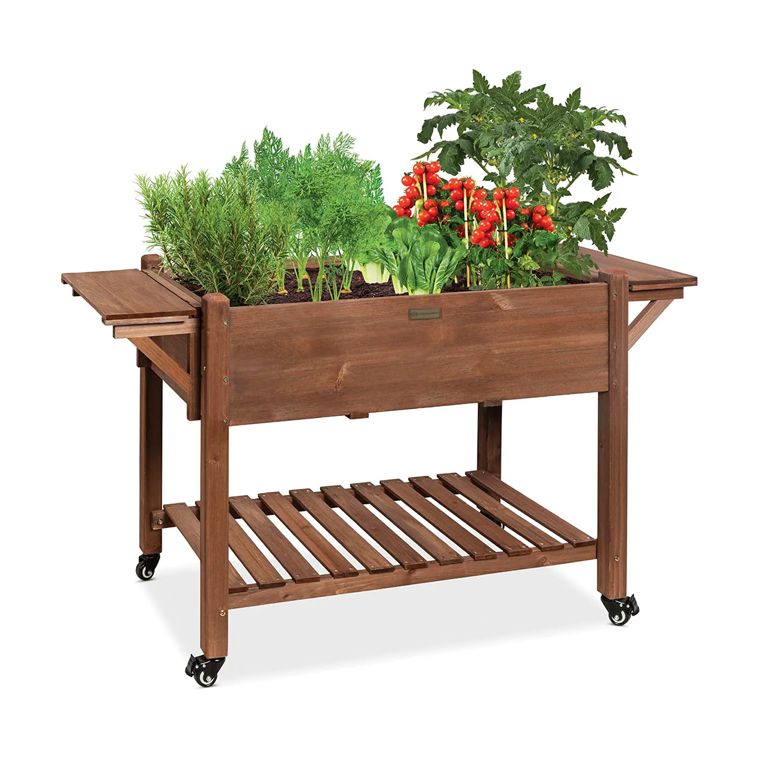 Table latérale pliante en bois, pour jardinage, fond de jardin, sexy, marron, support de planteur en bois surélevé, avec roues volantes