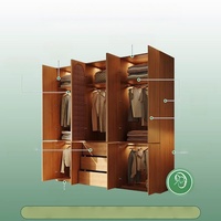 Armoire moderne durable en rotin tressé, armoire en bois massif sans poignée, armoire de chambre d'hôtel personnalisée