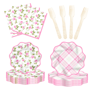 DAMAI - Juego de Vajilla Desechable para Fiestas, Vajilla Desechable para Fiestas de Té, Platos, Vasos y Servilletas de Papel - Product Image 4