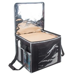 Sac de livraison de pizza isotherme robuste de 14 pouces, panier souple pliable à bandoulière avec porte-gobelet pour le camping et la livraison de repas - Product Image 5