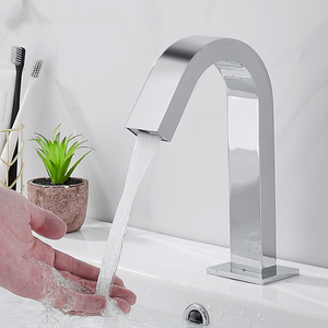 Grifo Automático <span class=keywords><strong>con</strong></span> <span class=keywords><strong>Sensor</strong></span> para Lavabo de Baño, Grifo Sin Contacto Cromado <span class=keywords><strong>con</strong></span> Detección de Movimiento para Lavabo Comercial de Hotel - Product Image 1