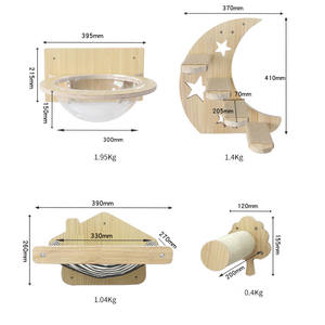 أرفف جدارية لشجرة الخشب الأكثر مبيعًا ، أرجوحة حائط للقطط ، أرجوحة جدارية لتسلق جدران القطط ، أرجوحة - Product Image 2
