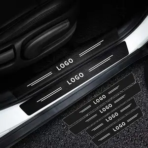 4pcs Car Door Sill Protector bar Anti Scratch Fibra De Carbono Threshold Decalques Bumper Adesivos De Couro Auto Acessórios Peças