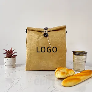 Toptan kaliteli yıkanabilir kağıt yeni tasarım özel Logo yalıtımlı yıkanabilir zanaat Kfaft öğle yemeği soğutucu öğle yemeği çantası