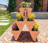 Jardinières en bois pour l'extérieur avec pieds, 3 niveaux, 5 bacs, pot de fleurs, boîte à plantes