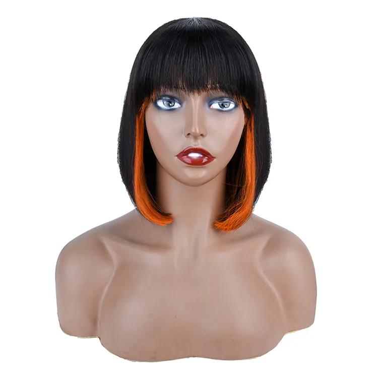 Perruque de cheveux humains ondulés naturels très complète sans colle perruque Bob bouclée péruvienne perruque Bob faite à la machine pour les femmes noires