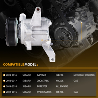 Compresseur de climatisation YLB pour embrayage compatible avec Subaru Impreza 2.0L 2012-2016, Crosstrek 2.0L 2016-2017, Forester 2014-2018