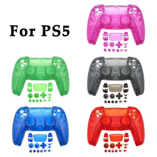 Clear Gamped DIY Buttons for PS5 Controller Full Button Set Housing Shell Case Cover Faceplate Decoration Shells Repair Parts