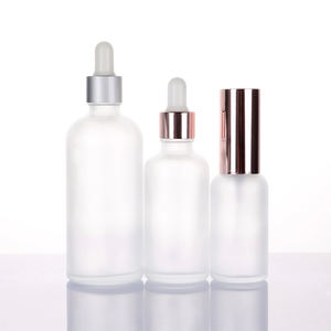ODM OEM, venta al por mayor, 10ml, 15ml, 30ml, botella cuentagotas de vidrio esmerilado transparente, botella de suero de aceite esencial con tapa de oro rosa - Product Image 1