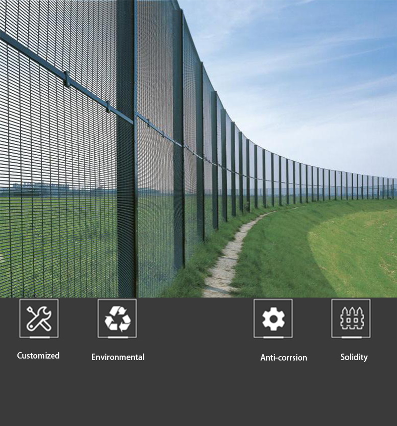 Waterproof 358 Mesh Anti Climb Prison Fence Hot Dipped Galvanized