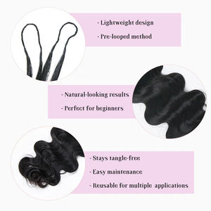 Treccine Raw Miracle Knots Feather Crochet con capelli umani, extension ricci all'uncinetto, <span class=keywords><strong>trecce</strong></span> Boho Deep Wave pre-arricciate - Product Image 3