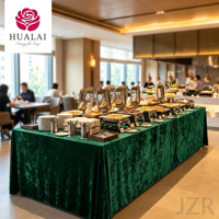 Nappe en velours vert et or HuaLai sur mesure pour buffet et banquet, protection de table antidérapante et durable, OEM bienvenu