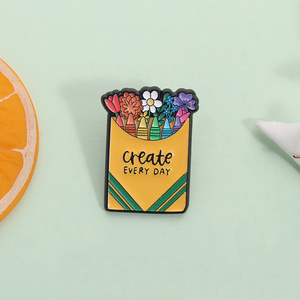 Broches de Esmalte con Impresión UV, Hermosos Diseños Florales y de Crayón, Insignias para Camisas y Solapas, Joyería de Moda, Regalo al por Mayor - Product Image 2