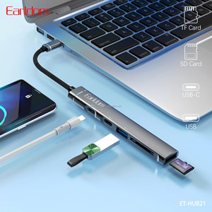 ฮับ USB-C รุ่นใหม่ Earldom 5-IN-1 พร้อมพอร์ต usb-c 2 พอร์ต พอร์ต usb3.0 1 พอร์ต รองรับการ์ด SD และการ์ด TF รุ่น HUB21 - Product Image 2