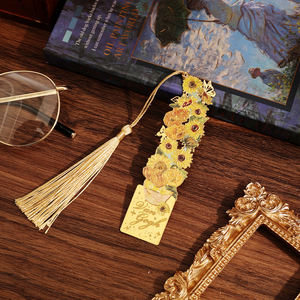 IMODA cancelleria 1 pezzo girasole segnalibro in metallo con nappa Van Gogh libro di pittura marchi per gli studenti insegnanti regali di laurea - Product Image 4