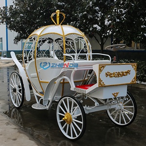 Horse Carriage Pink Color 4 Wheels Luxury Wedding Carriage <b>White</b> Pumpkin Carriage - Product Image 4