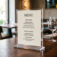 Support de menu de table en acrylique double face en forme de T, porte-panneau de bureau, cadre d'affichage de table de restaurant, personnalisable OEM
