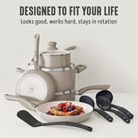 Ensemble de 12 ustensiles de cuisine antiadhésifs, ensemble de casseroles et poêles en céramique non toxique, essentiels de cuisine durables et sains, chauffe rapidement