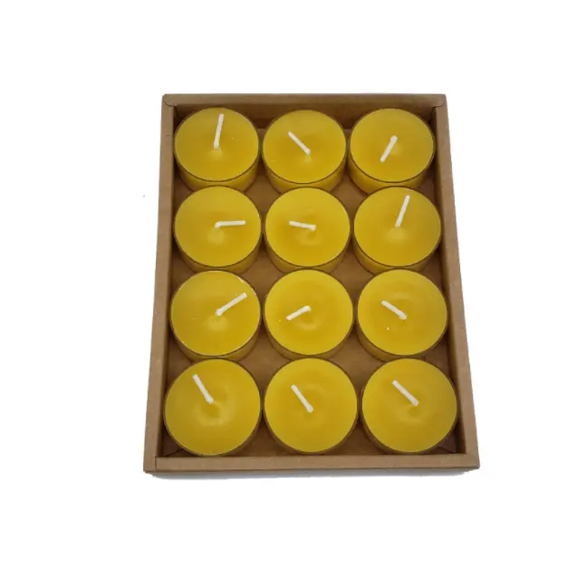 Atacado Baratos Bonito de Luxo Pequeno Branco Cera de Abelha Natural Redonda Luz Velas de Chá