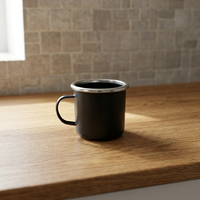 Taza de Té de Hierro Fundido con Borde Esmaltado en Negro y Azul, Aislamiento Térmico de 6 Horas, Diseño Clásico con Asa, Ecológica, Apta para Lavavajillas