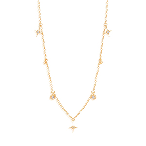 สร้อยคอจี้รูปดาวผูกโบว์ชุบทอง 18K สำหรับผู้หญิง สวมใส่ได้ทุกวัน - Product Image 1
