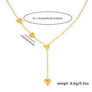 Bijoux anti-ternissement en acier inoxydable Collier plaqué or 18 carats Pour Femmes Collier De Corazon à glands multi-cœurs Collier en Y pour femmes - Product Image 5