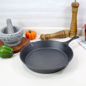 Ensemble de poêles rondes en fonte de 12 pouces et petite poêle à frire au design moderne, collection de matériel de cuisson en métal pour <span class=keywords><strong>l</strong></span>'extérieur - Product Image 2