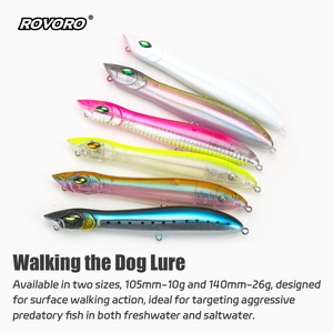 ROVORO 105mm-10g/140mm-26g Weitwurf-Schwimmköder für Oberflächenfischen, Walking the Dog Köder, Hartköder mit internen Rasseln, Stickbait Spook - Product Image 2