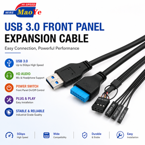 สายต่อขยายพอร์ต USB3.0 ด้านหน้า MAOYE หัวต่อ 20 พิน สายอะแดปเตอร์ USB A พร้อมสายสัญญาณเสียง HD และสวิตช์เปิด-ปิด สำหรับเคสคอมพิวเตอร์ตั้งโต๊ะ OEM - Product Image 1