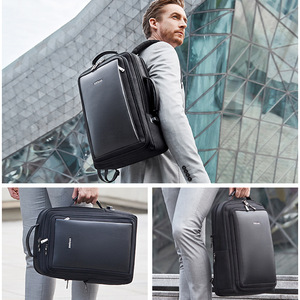 Xelous Men's <b>Backpack</b> Black Genuine <b>Leather</b> Large Capacity Business Travel <b>Laptop</b> Bag Unisex Casual <b>Backpack</b> Spring 2024 - Product Image 2