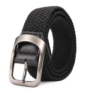Mixed Colors Boy No Hole Adjustable Striped Elastic Casual Men Knitted Belt with Strong Buckle
