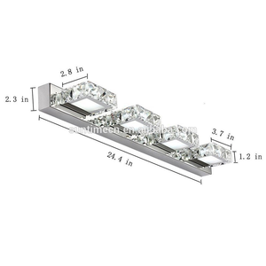 Crystal Modern Bathroom <strong>Vanity</strong> <strong>Light</strong> 4 <strong>Lights</strong> 12W Metal Base IP20 LED Lamps 24.4" Length Clear White <strong>Light</strong> 90-240V - Product Image 5